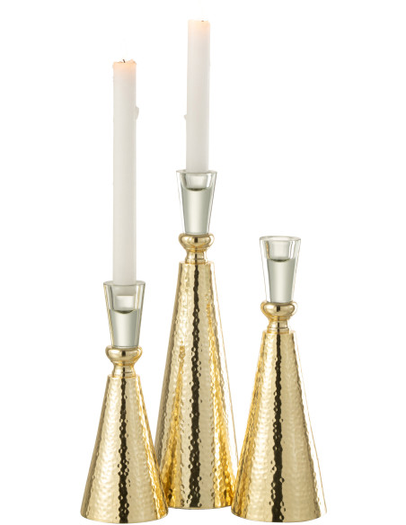 Bougeoir sur pied Tape Hauteur 30 cm en Métal Doré Verre transparent - 4