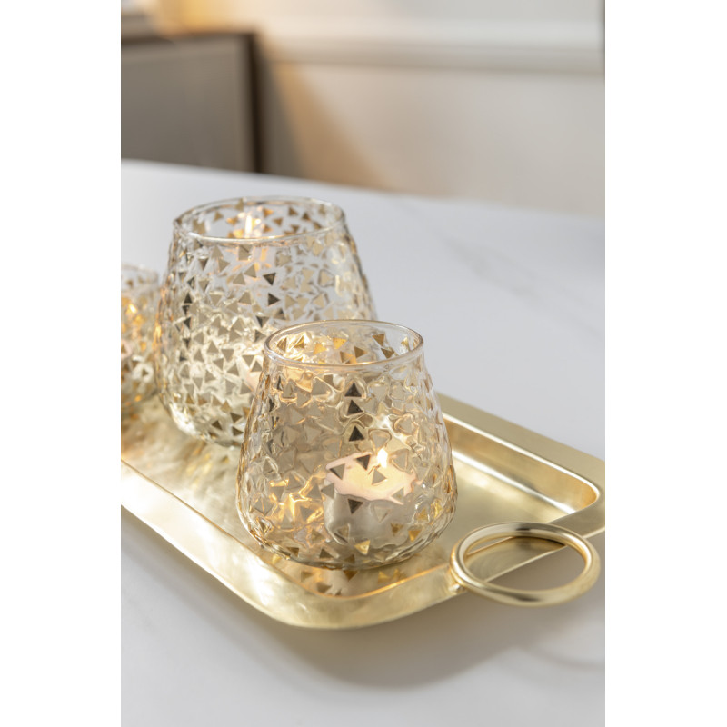 Plateau Rectangulaire de service Mile en Métal Doré - 2