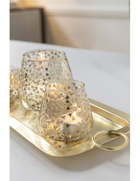 Plateau Rectangulaire de service Mile en Métal Doré - 2