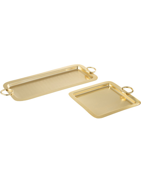 Plateau Rectangulaire de service Mile en Métal Doré - 3