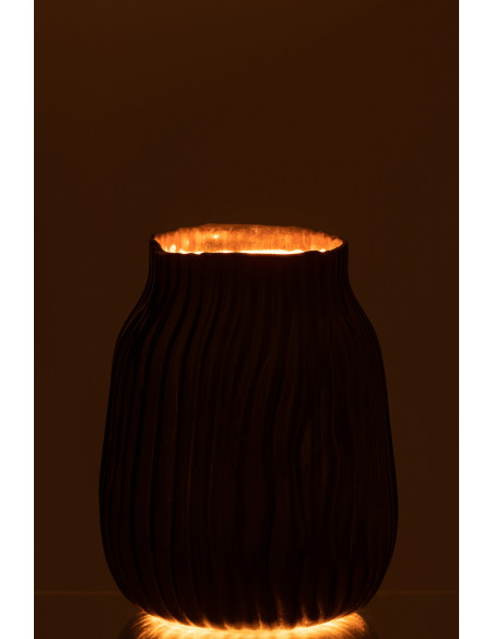 Vase original design noir en verre strié H20 cm - 3