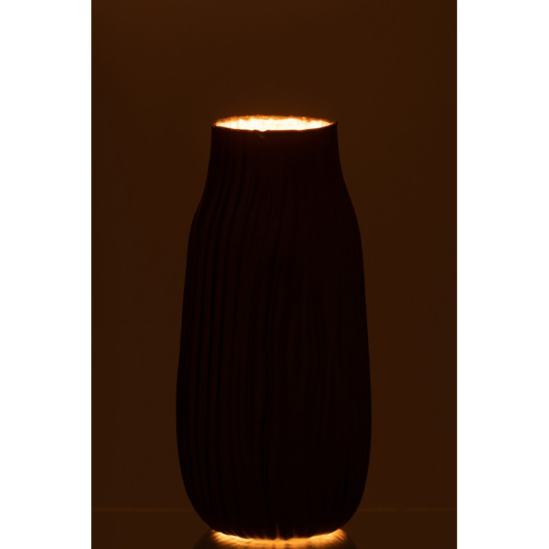 Vase original design noir en verre strié H36 cm - 3