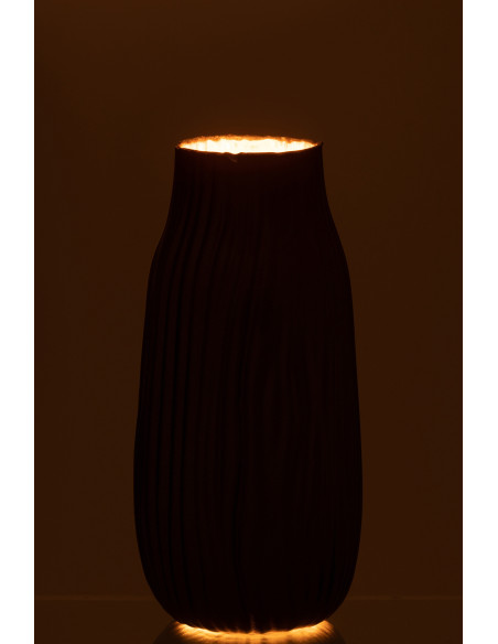Vase original design noir en verre strié H36 cm - 3