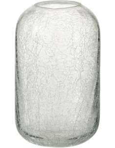 Photophore moderne transparent en verre effet craquelé 12x20 - 1