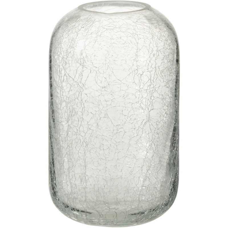 Photophore moderne transparent en verre effet craquelé 12x20 - 1