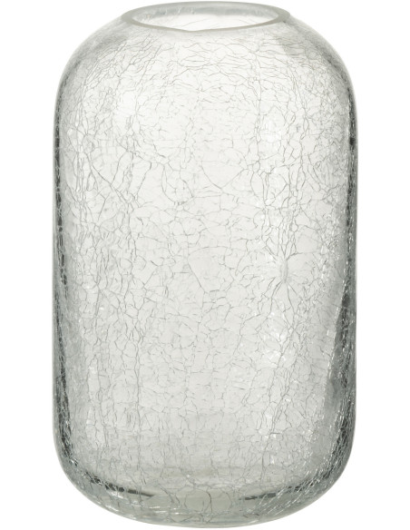 Photophore moderne transparent en verre effet craquelé 12x20 - 1