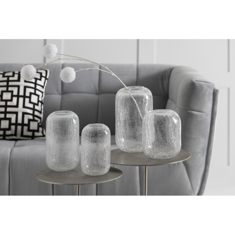 Photophore moderne transparent en verre effet craquelé 12x20 - 2