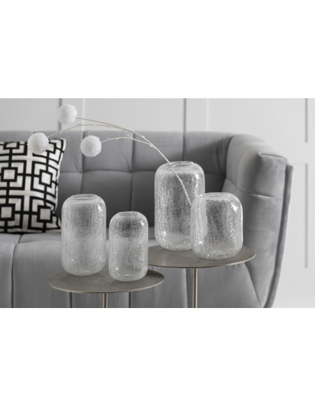 Photophore moderne transparent en verre effet craquelé 12x20 - 2