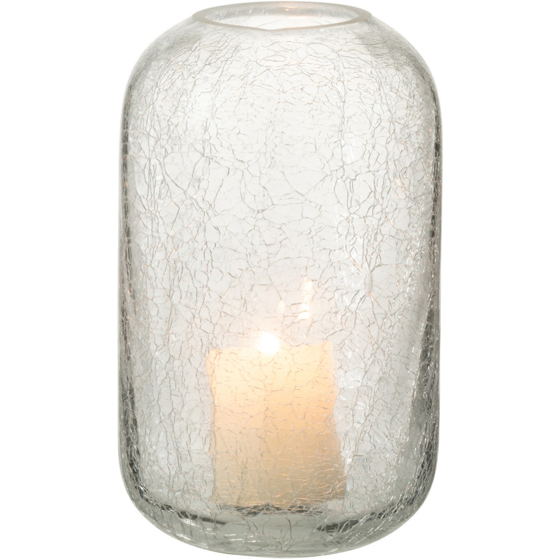 Photophore moderne transparent en verre effet craquelé 12x20 - 3