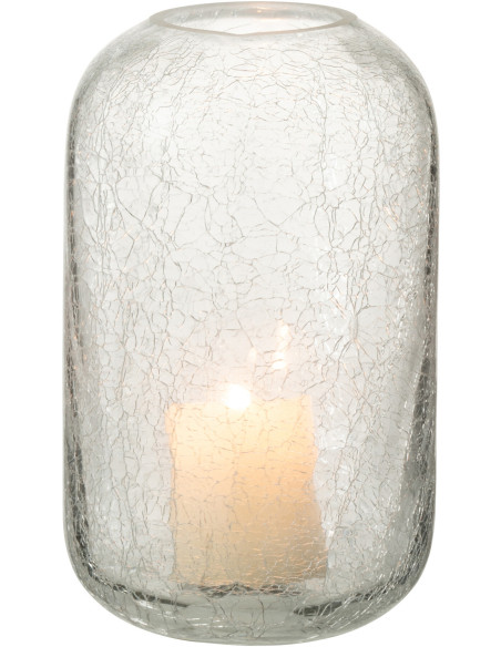 Photophore moderne transparent en verre effet craquelé 12x20 - 3