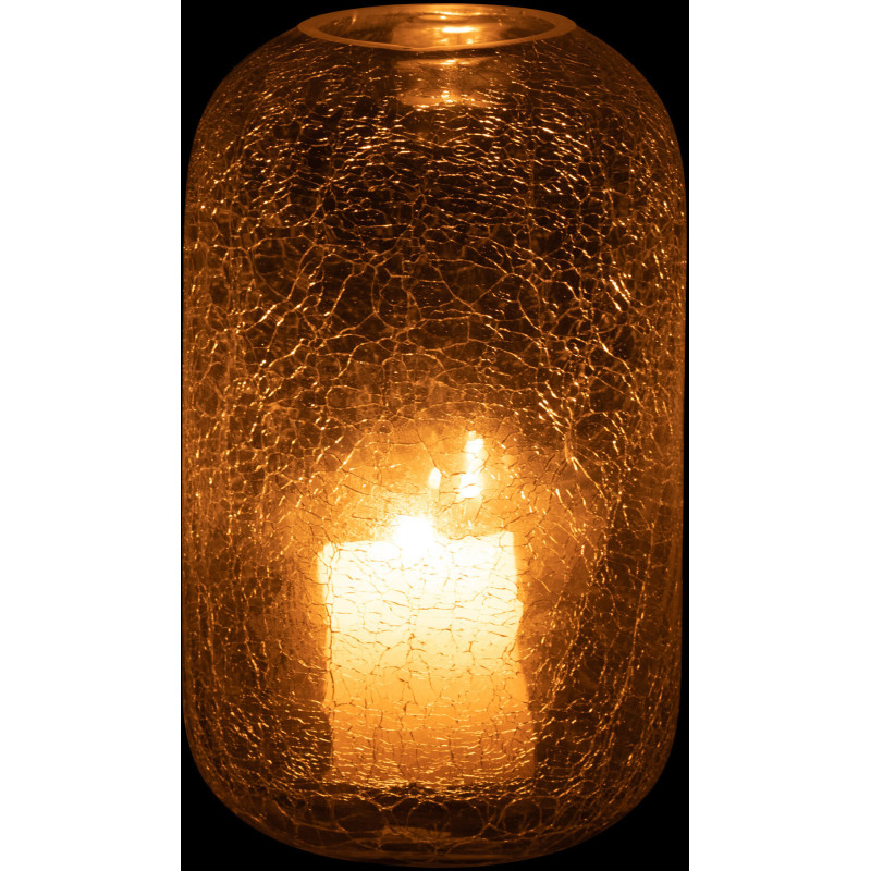 Photophore moderne transparent en verre effet craquelé 12x20 - 4