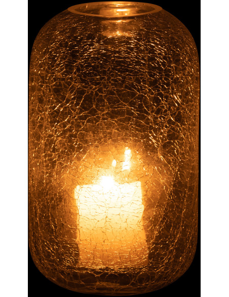 Photophore moderne transparent en verre effet craquelé 12x20 - 4