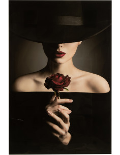 Tableau sur verre XL Rectangulaire Femme avec chapeau Rosala 100x150 - 1