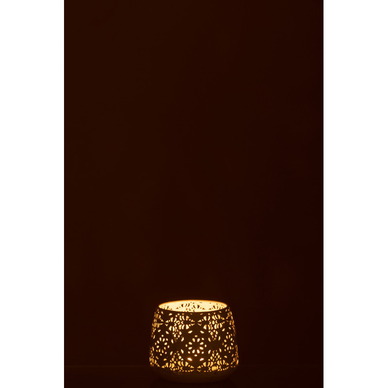 Photophore rond style oriental en métal blanc D11 cm - 3