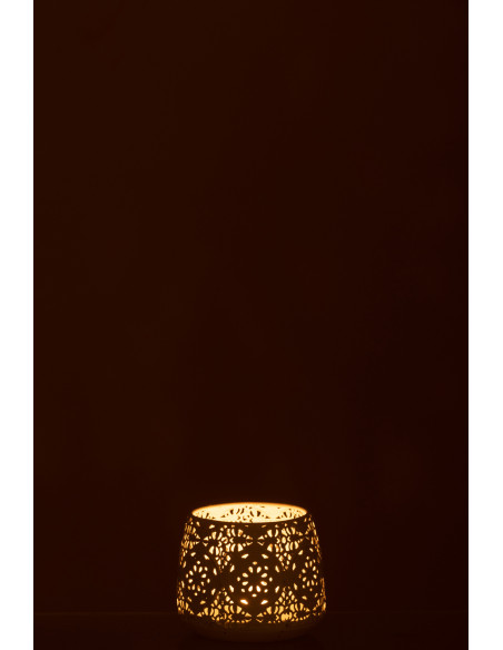 Photophore rond style oriental en métal blanc D11 cm - 3