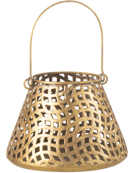 Photophore rond à suspendre style oriental en métal doré D17 cm - 1