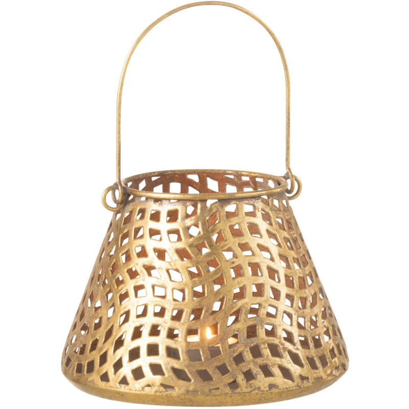 Photophore rond à suspendre style oriental en métal doré D17 cm - 2