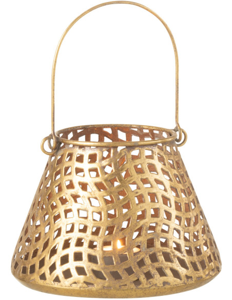 Photophore rond à suspendre style oriental en métal doré D17 cm - 2