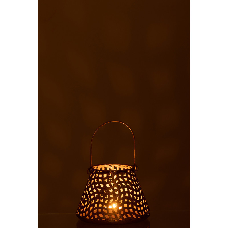 Photophore rond à suspendre style oriental en métal doré D17 cm - 3