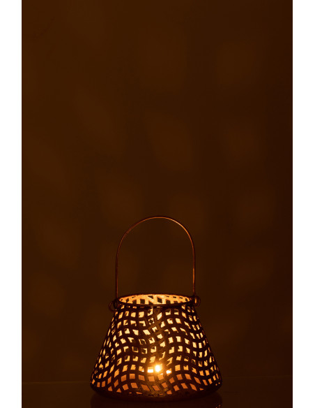 Photophore rond à suspendre style oriental en métal doré D17 cm - 3