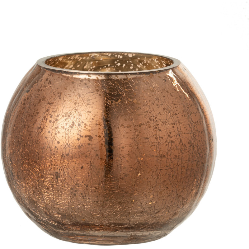 Photophore boule en verre ambre 12 cm - 1
