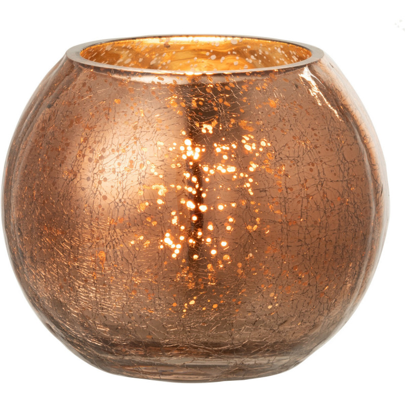Photophore boule en verre ambre 12 cm - 2