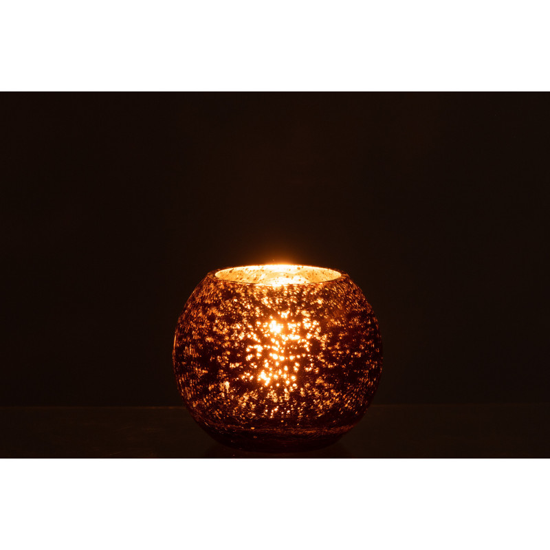 Photophore boule en verre ambre 12 cm - 3