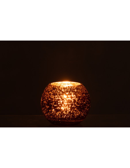 Photophore boule en verre ambre 12 cm - 3