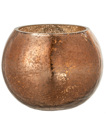 Photophore boule en verre ambre 15 cm J-Line - 1