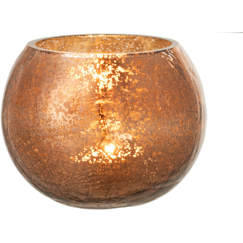 Photophore boule en verre ambre 15 cm J-Line - 2