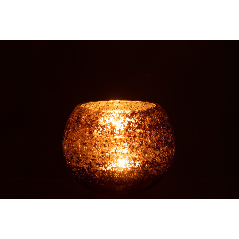 Photophore boule en verre ambre 15 cm J-Line - 3