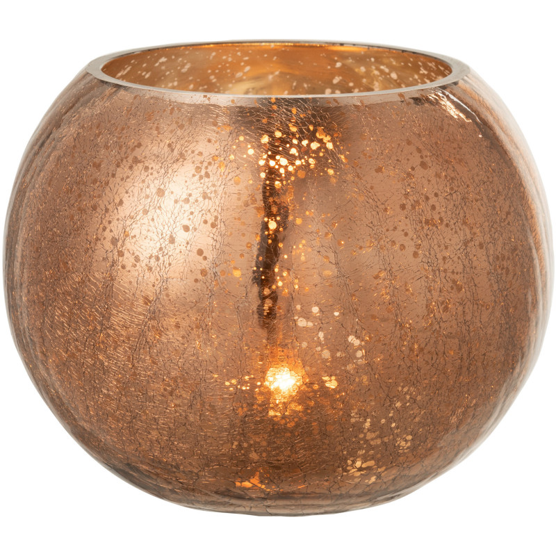 Photophore boule en verre ambre 20 cm - 2