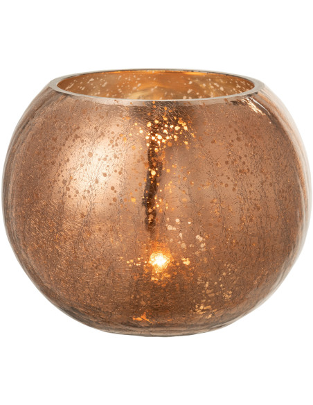 Photophore boule en verre ambre 20 cm - 2