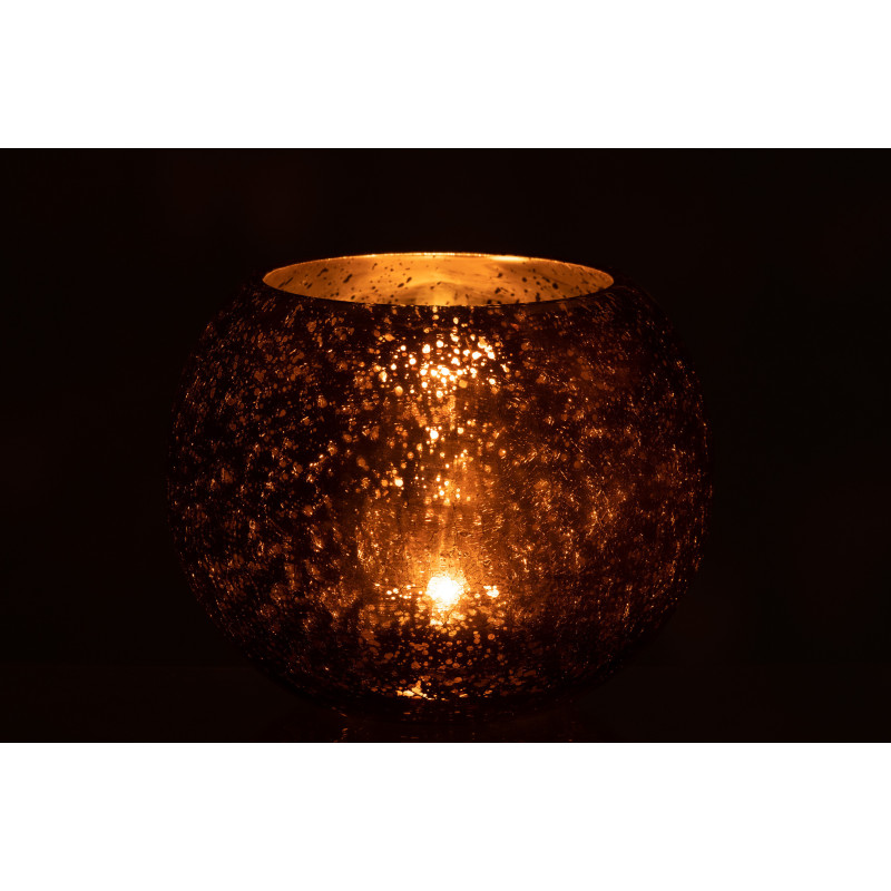 Photophore boule en verre ambre 20 cm - 3