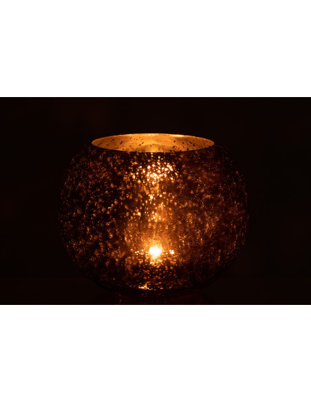 Photophore boule en verre ambre 20 cm - 3