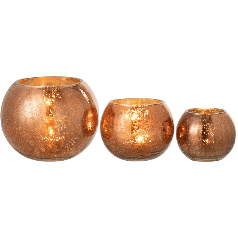 Photophore boule en verre ambre 20 cm - 5