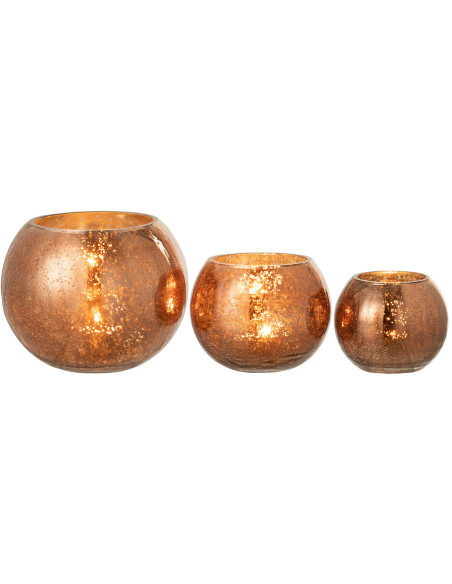 Photophore boule en verre ambre 20 cm - 5
