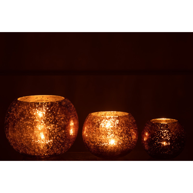Photophore boule en verre ambre 20 cm - 6