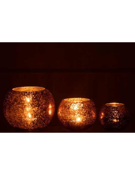 Photophore boule en verre ambre 20 cm - 6