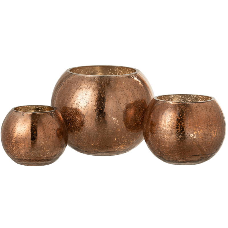 Photophore boule en verre ambre 20 cm - 7