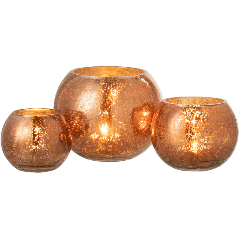 Photophore boule en verre ambre 20 cm - 8