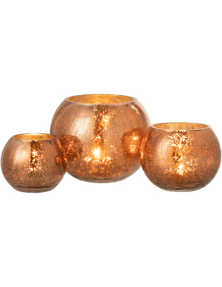 Photophore boule en verre ambre 20 cm - 8
