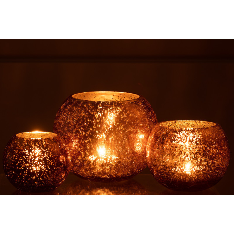 Photophore boule en verre ambre 20 cm - 9