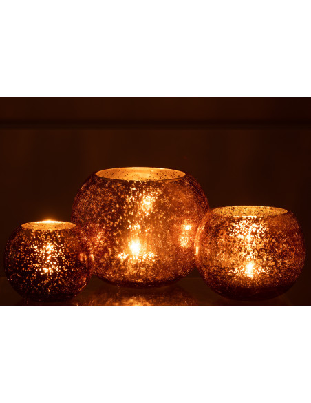 Photophore boule en verre ambre 20 cm - 9