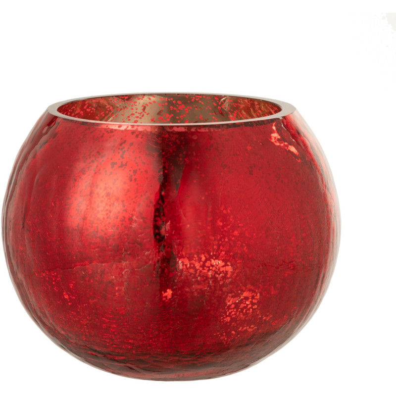 Photophore boule en verre rouge 15 cm - 1