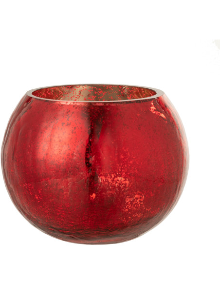 Photophore boule en verre rouge 15 cm - 1