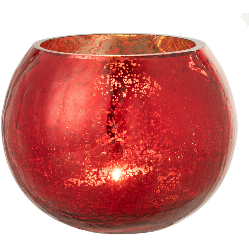 Photophore boule en verre rouge 15 cm - 2