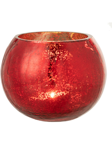 Photophore boule en verre rouge 15 cm - 2