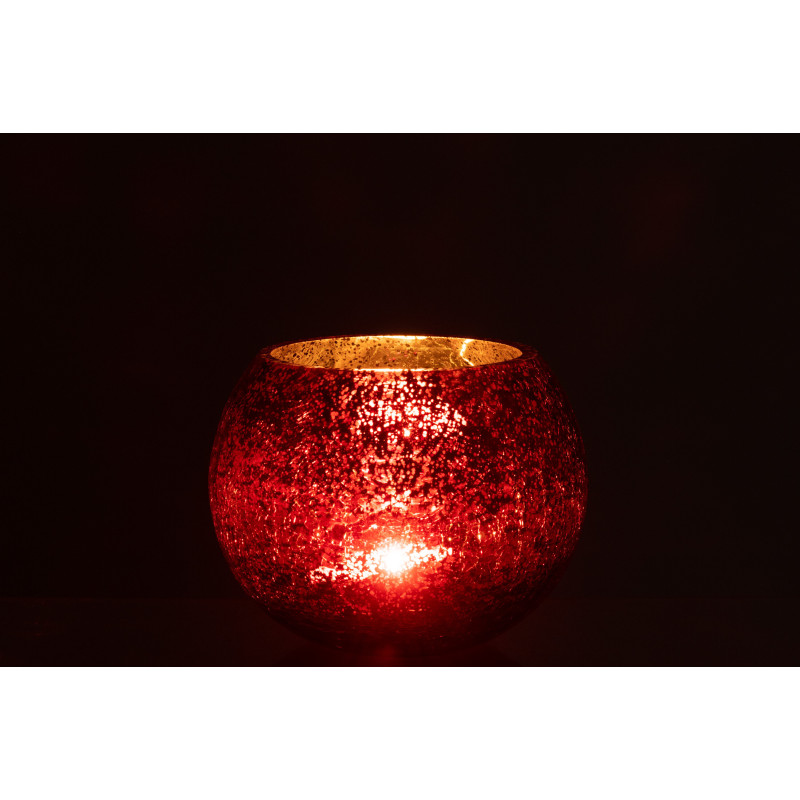 Photophore boule en verre rouge 15 cm - 3