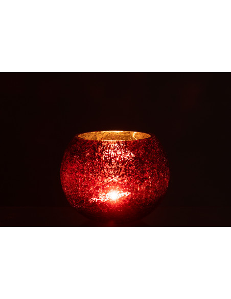 Photophore boule en verre rouge 15 cm - 3